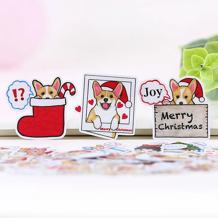 

40 PCS Christmas cartoon cute Keji dog diary mobile phone stickers Stationery Stickers Children Gift