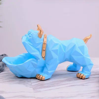 Синий Nordics Lucky Dog Геометрическая Статуэтка украшение для животных настольная конфетная посуда предметы для хранения ключей украшения дома аксессуары R746 - Цвет: Синий