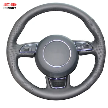 

PONSNY Artificial Leather Car Steering Covers Case for Audi A4L A1 A3 A5 Hand-stitched Micro Fiber Leather Wheel Cover