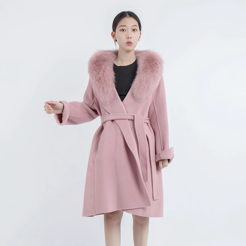 

2019 casaco feminino 100% wool winter coat women desigual ladies coats V-Neck long coat