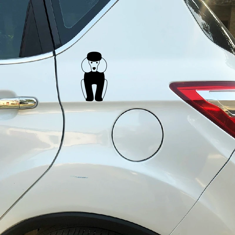 

Poodle Dog Design Helmet Car Styling Scratches Decoration Bumper Car Stickers Length 14.5cm