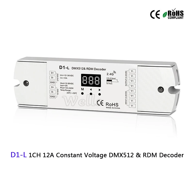 Декодер DMX512 и RDM постоянного напряжения D1/2 12 36 В тока 1CH 12A светодиодный декодер
