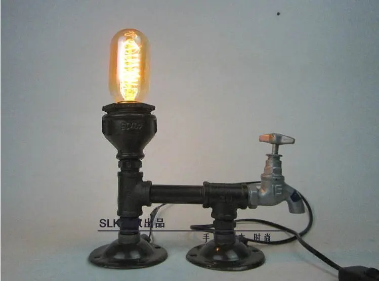 

Industrial Retro Style Steel Pipe Desk Table Lamp Light For Bedroom Iron Plumbing Pipe Edison BulbVintage Light Fixtures