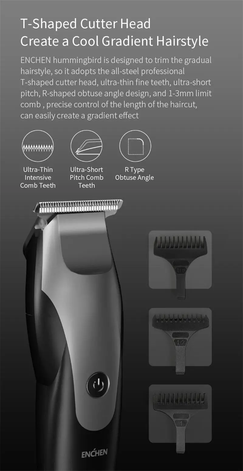 ENCHEN Hummingbird Electric Hair Clipper USB Charging Razor Hair Trimmer With 3 Hair Comb Hair Salon Style For Men