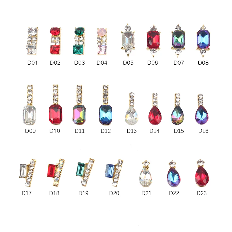 

Nail Jewelry Crystal Strip/Rectangular/Water Drop Shape Gold Alloy Manicure Tips Crystals Rhinestones For 3D Nail Art Decor