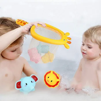 

Baby Beach Toys Bathing Floating Soft Rubber Animals Water Tub Toy Squirts Spoon-Net 1 Set Toy For Children zabawki do piasku A1