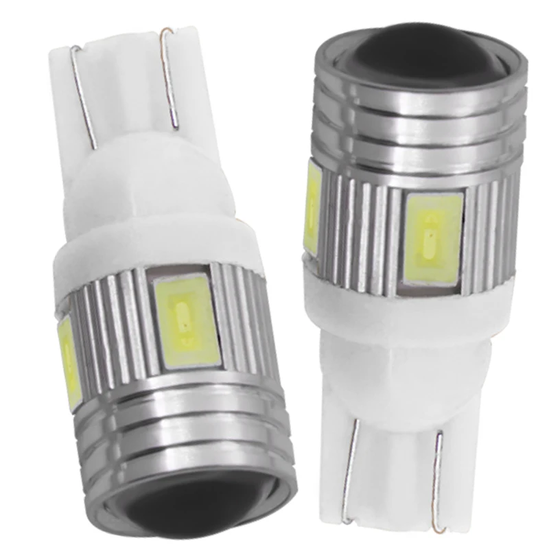 1x T10 W5W 168 194 6SMD 5630 LED Wedge Light Super White Reading Light Lamp Car Side Bulbs 12V Interior Parking Projector Lens