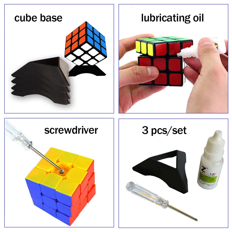 3Pcs/Set Magic Cube Accessories Lubricating Oil Screwdriver And Base Holder Tool Better Maintenance Cube