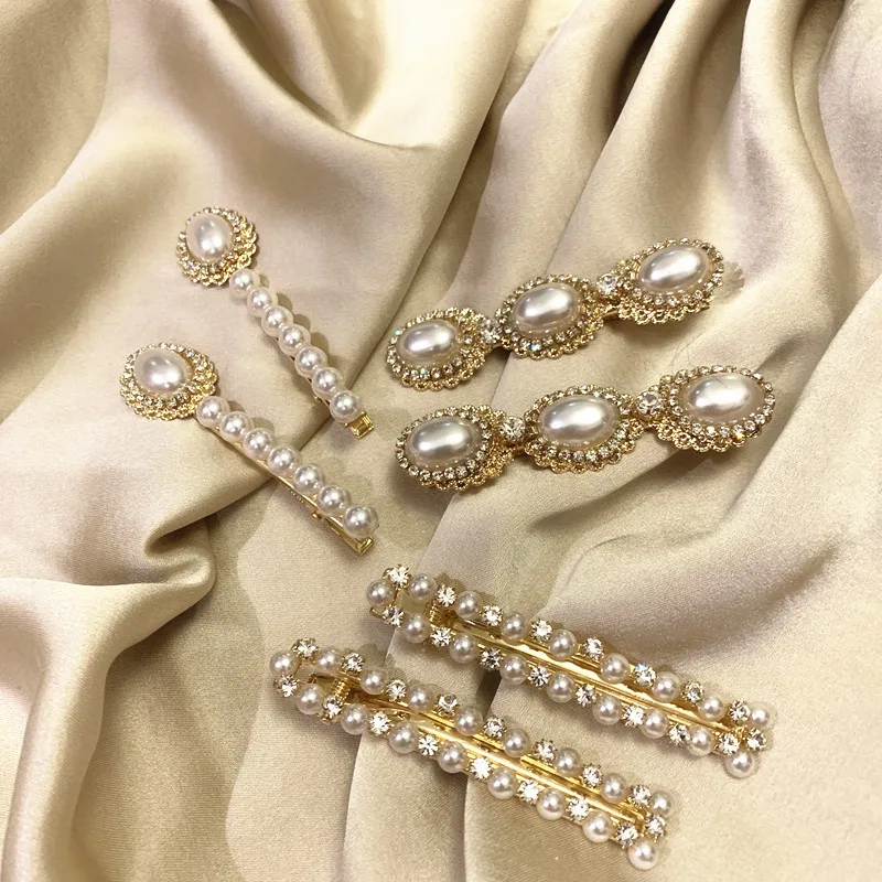 

MIARA.L east gate with hot style hairpin clip duck mouth clip a word clip top clip pearl diamond hair jewelry women tide