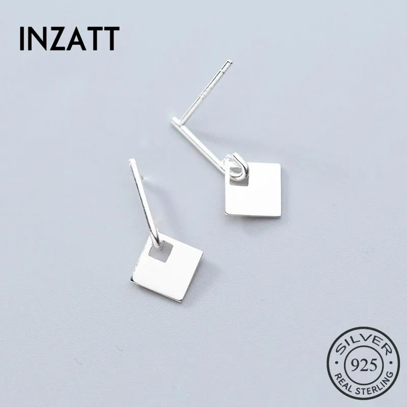 

INZATT Authentic 925 Sterling Silver Geometric Square Dangle Drop Earrings For Women Party Fine Jewelry MInimalist Accessories