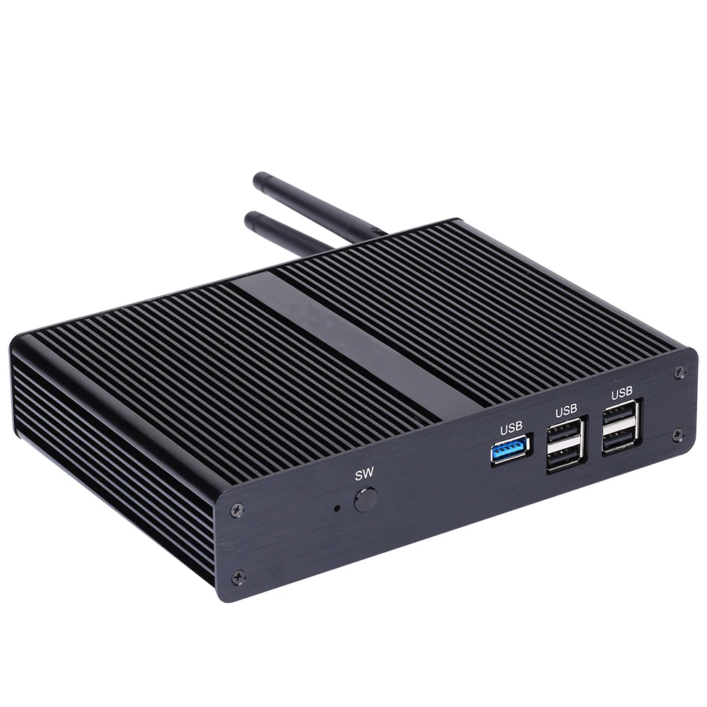 HUNSN безвентиляторный мини ПК Celeron J1800 Kodi Box Windows 10 Pro/Ubuntu WiFi VGA HD LAN настольный
