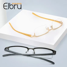 Elbru полуоправа для очков, модные черные Золотые Квадратные очки, оправа для мужчин, ультралегкие очки для близорукости, оправы для очков по рецепту, мужские s мужские