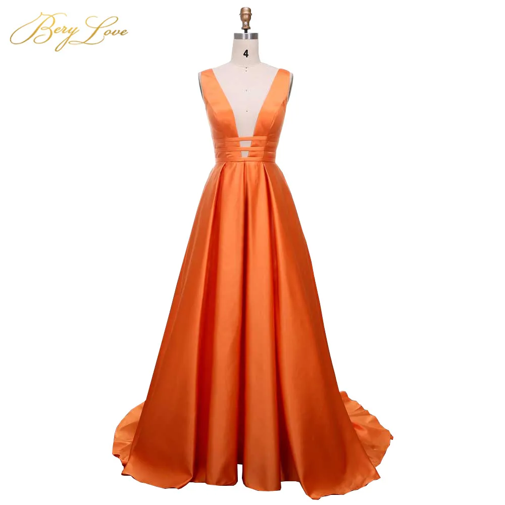 Orange-35 Berylove, сексуальное красное вечернее платье,, элегантное, атласное, вечернее платье, длинное, официальное, Abiye, для выпускного, вечерние платья, vestido longo festa 04010248 - Цвет: Orange-35