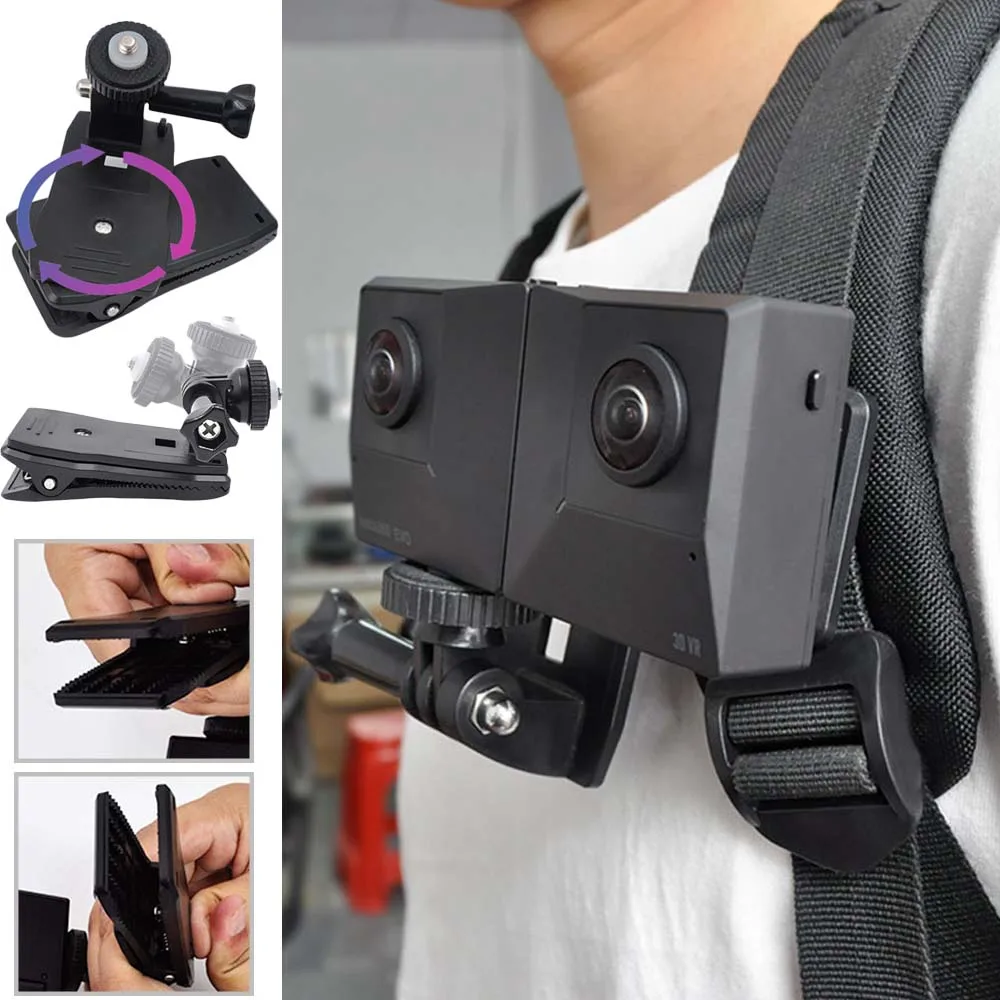 

Clamp Backpack Holder Clip Mount for insta360 EVO 3D VR 360 Camera Expand Accessories for Insta 360 ONE X Action Camera