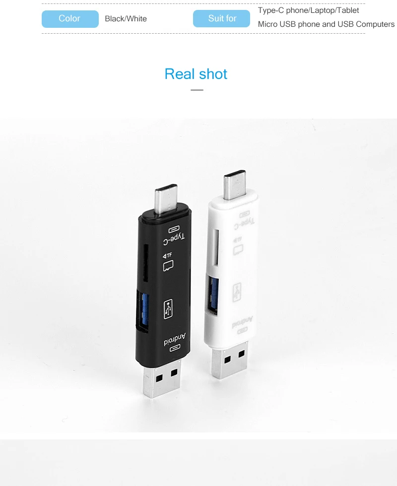 5 в 1 type-C Micro USB кард-ридер USB2.0 Женский OTG TF Micro SD кард-ридер для USB C Xiaomi 6 GALAXY S8 Macbook Pro