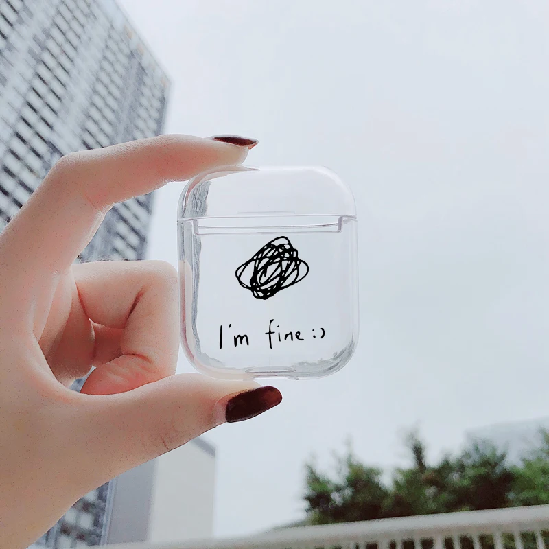 

Fine Covers for Airpods Case Transparent Wireless Earphone Charging Case for Apple AirPods 1 2 Hard PC Protective Cover