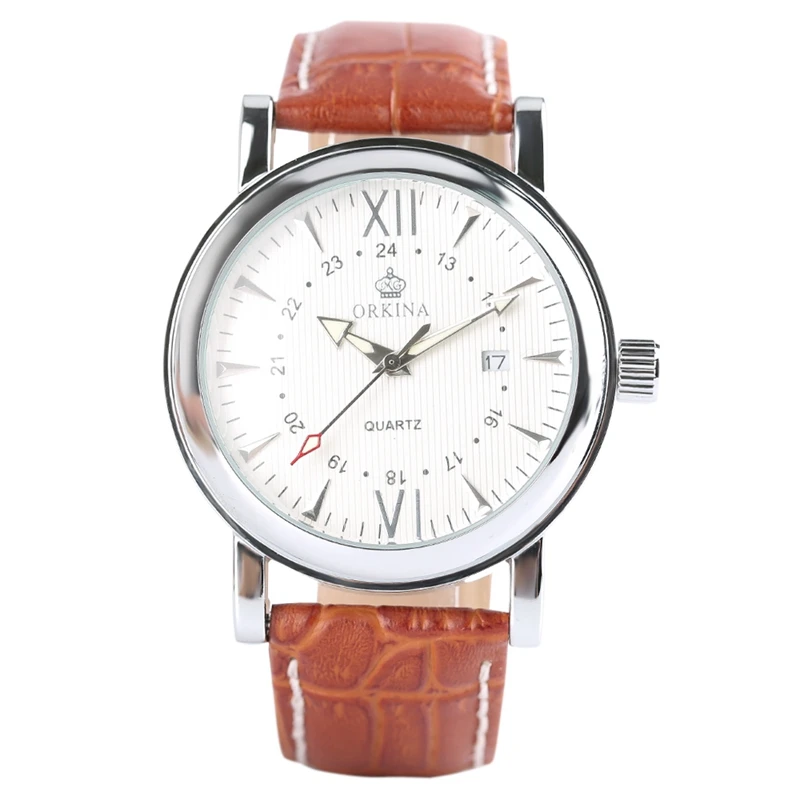 

MG. ORKINA Top Luxury Men Women Watch Unique Crocodile Grain Leather Date 2017 Clock Male hour relogio Masculino Christmas Gifts
