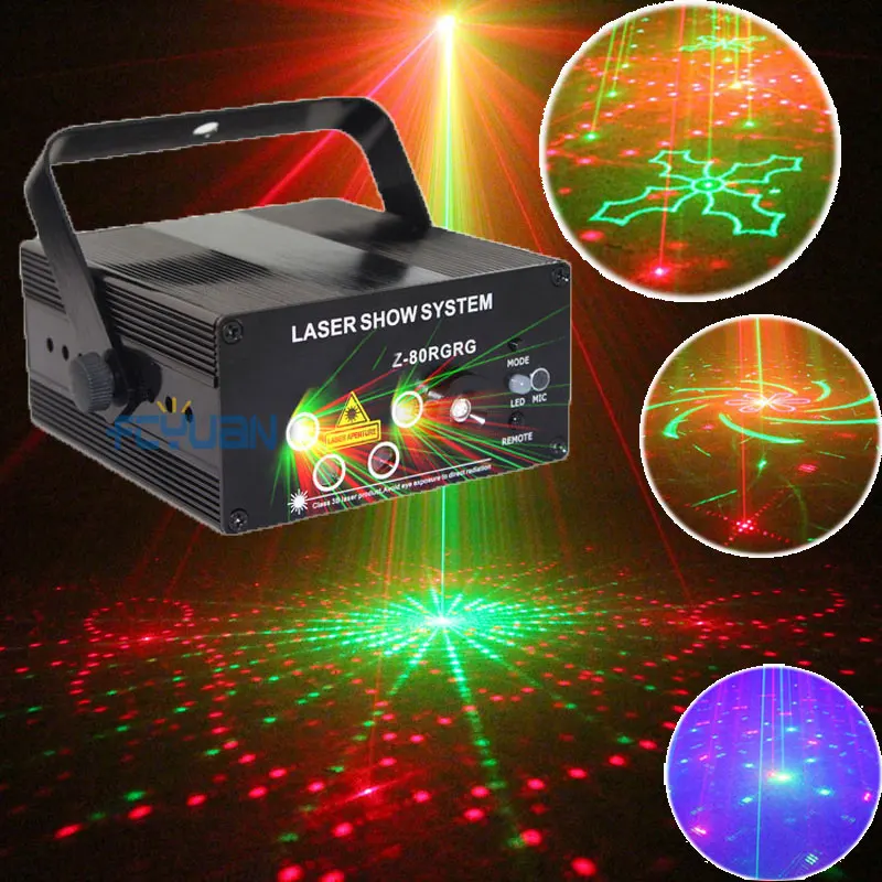  Mini Laser Show Projector Red Green Blue LED Party Dance Lights Disco Ball Stage Machine Sound Control and With Remote 