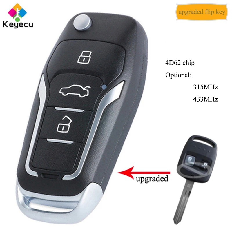 

KEYECU Upgraded Flip Remote Control Car Key With 315MHz/ 433MHz & 4D62 Chip - FOB for Subaru Forester Liberty Impreza 2000-2008