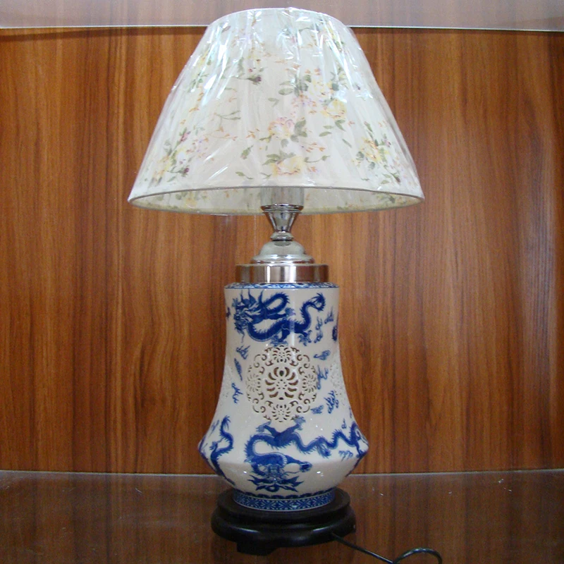 Vintage chinese porcelain ceramic table lamp bedroom living room wedding table lamp Jingdezhen table lamps for living room