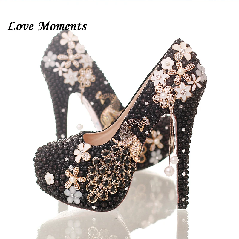 Модные женские туфли с круглым носком черного цвета|girls pumps|peacock heelsfashion heels |