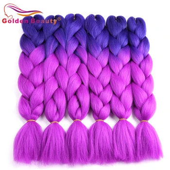 

Golden Beauty 100g/Pc 24Inch synthetic Hair Extensions Ombre Braiding Hair One Piece Afro Bulk Hair Jumbo Braids