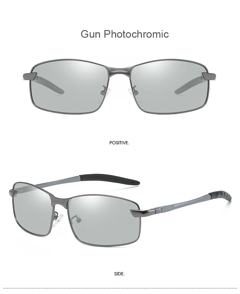 Винтажные улучшенные фотохромные солнцезащитные очки, поляризационные мужские прямоугольные алюминиевые бесцветные сменные очки для дневного и ночного видения