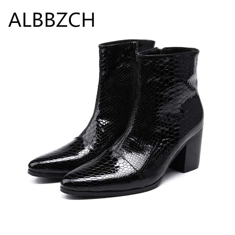 Remiendo La De Grande Manera Black Zip Trabajo Zapatos 45 Relieve En 47 Diseño Charol Botas 46 Cowboy Punta Hombres Estrecha Yardas Tacones araBxw