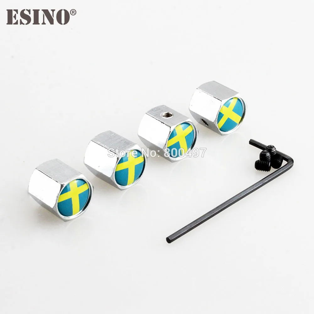 4 x Автомобильный Стайлинг в Швеции Национальный флаг Противоугонный нержавеющий вентиль шины колеса Стебли Крышки колеса автомобиля Шины стволовых воздушный клапан крышки
