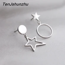 925 пробы серебряные серьги-гвоздики в форме звезды для женщин, антиаллергенные асимметричные серьги, ювелирные изделия EH583