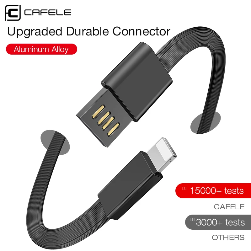 2 в 1 Micro USB кабель CAFELE для iPhone X Xr XS MAX 8 7 6s 2A Быстрая зарядка 18 см Huawei Xiaomi Мини брелок