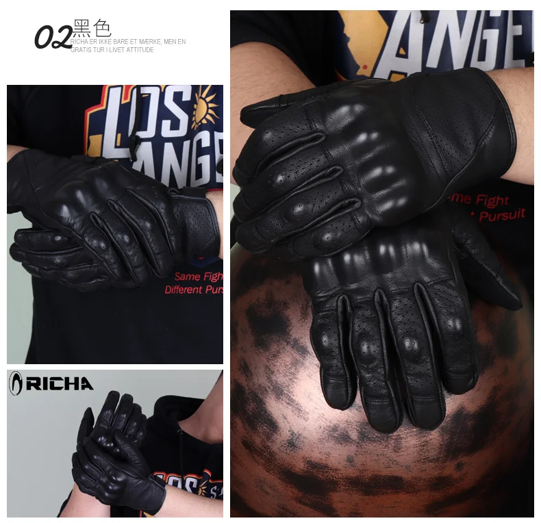 Перчатки для мотоциклистов из натуральной кожи в стиле ретро, перфорированные перчатки для мотогонок, мотоциклетные защитные шестерни, женские перчатки для мотокросса
