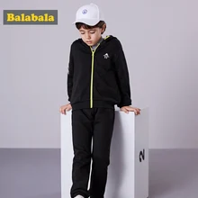 Balabala для маленьких мальчиков комплект из 2 предметов на флисовой подкладке куртка с капюшоном на молнии с капюшоном с карманом+ без застежки джоггеры комплект для подростков мальчиков и девочек спортивная одежда комплект