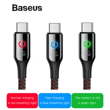 Baseus Smart Change Breathe Lighting USB Type C Cable Support 3A Fast Charging for Samsung galaxy note 9 s9 plus Type C Devices