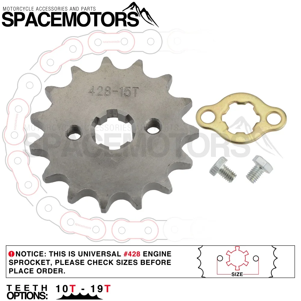 428 От 10 до 19 лет 17 мм spline передняя Звездочка двигателя звезда Мотоцикл мопед питбайк грязь питбайк ирбис TTR250 TTR MX эндуро Маунтин