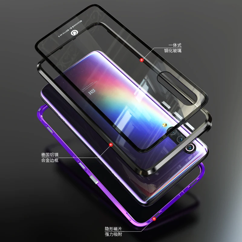 Magnetic Metal Bumper Case Xiaomi Mi9 Case Xiaomi Mi 9 se Transparent Clear Glass Back Cover For Xiami Xiaomi Mi 9 Cases Armor
