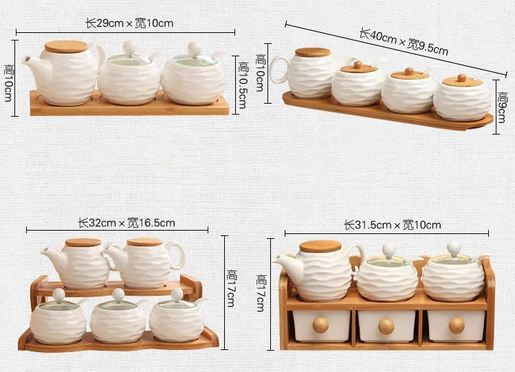Керамическая баночка специй Китай фарфоровые товары бак кухонная коробка для приправ наборы бутылок 3 банки 3 керамические ложки 1 горшок для соли
