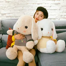Grandes orelhas penduradas coelhos com suéteres brinquedos de pelúcia bonito coelho boneca recheado macio animal travesseiro crianças presente aniversário para a menina