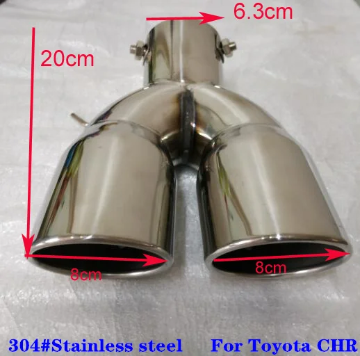 

For Toyota CHR C-HR 2016-2019 High quality Stainless steel car double tube mufflers,Exhaust pipe outlet decoration tail throat