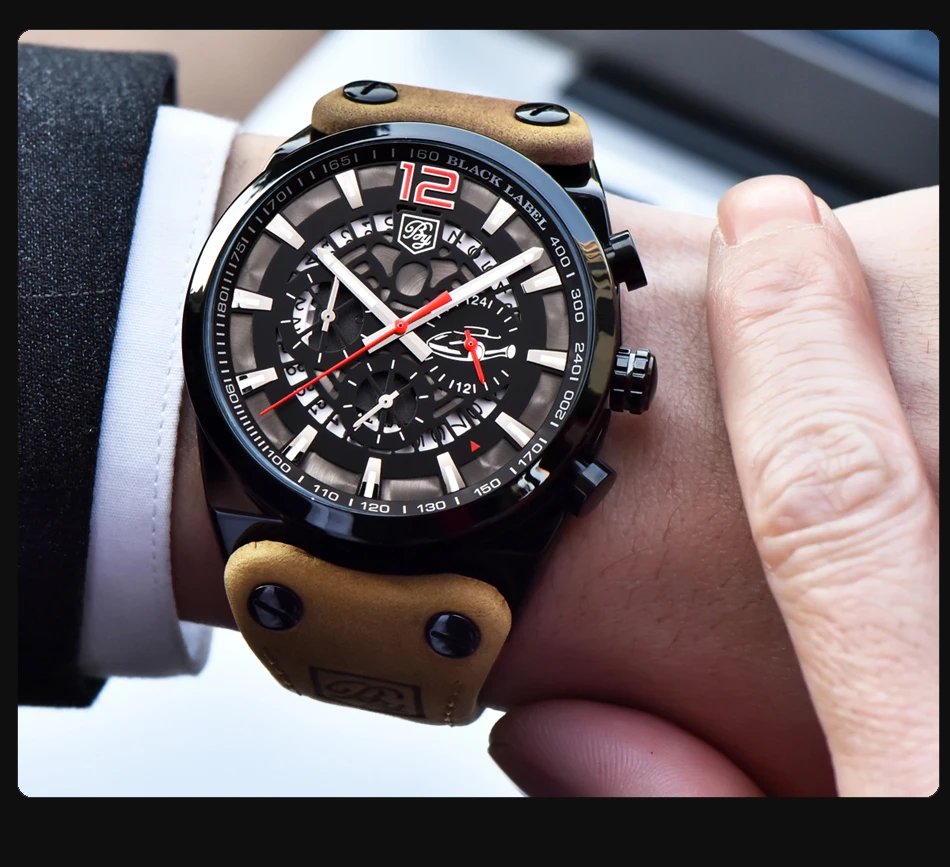 BENYAR большой циферблат дизайн хронограф спортивные мужские часы модный бренд военные водонепроницаемые кварцевые часы Relogio Masculino