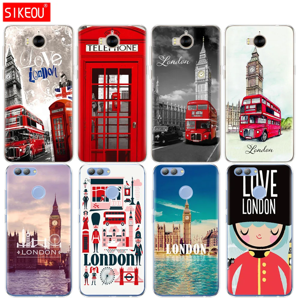 Силиконовый чехол для телефона Huawei Honor 7A PRO 7C Y5 Y6 Y7 Y9 2017 2018 Prime big ben Bus | Мобильные