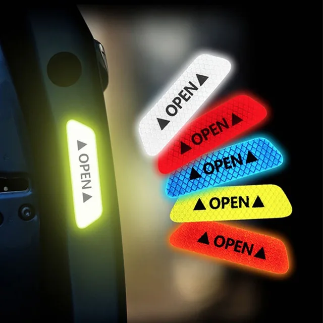 

4Pcs Warning Mark Reflective Tape Universal Exterior Accessories Car Door Stickers for Fiat Panda Bravo Punto Linea Croma 500