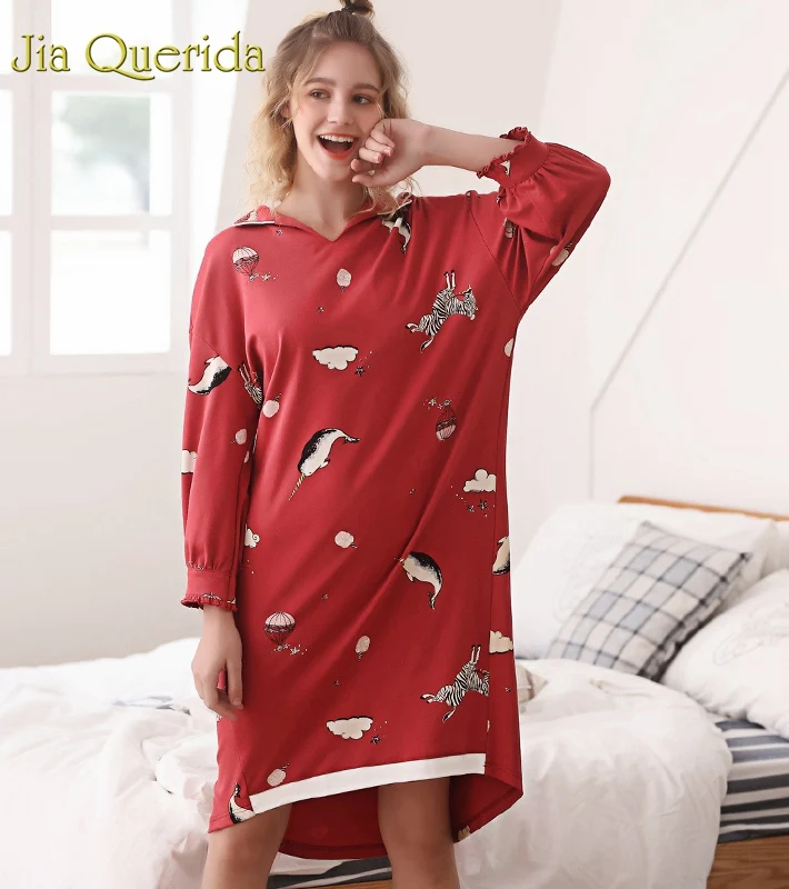 Женская ночная сорочка J&ampQ трендовая одежда для сна с анимационным принтом