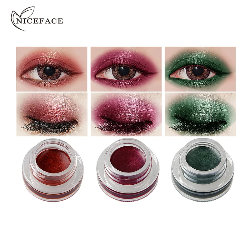 Niceface, натуральные, 15 цветов, одиночные тени для век, кремовые, водонепроницаемые, стойкие пигменты, красный, зеленый цвет, мерцающие, Металлические тени для век