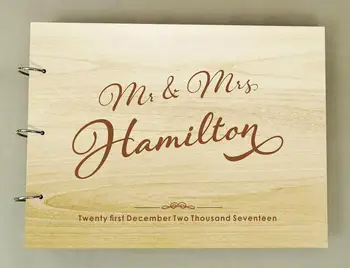 

Rustic Wedding Guestbook, Wood Wedding Guest Book, Bridal Shower Gift Personalized Wooden Engraved Sign in Book, Custom Scrapboo