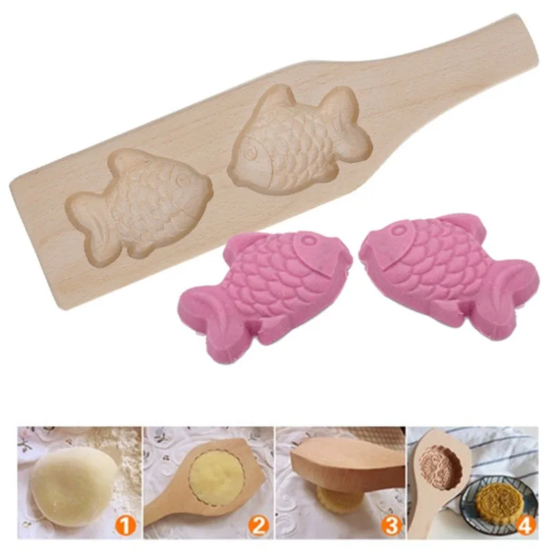 1Pcs Wooden Ice Moon Cake Mold Pumpkin Dessert Mung Bean