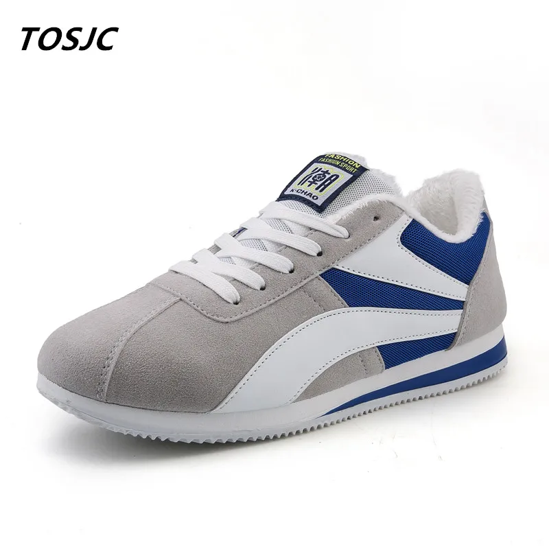 

TOSJC Man Fashion Outdoor Casual Winter Sneaker warm Lace Up Vulcanized shoes with Short plush