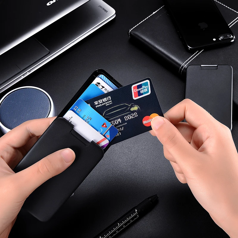NewBring Bank Credit Card Holder Sleeve Package Business Card Case Slide Automatic Credit Protector ID Holders Wallets