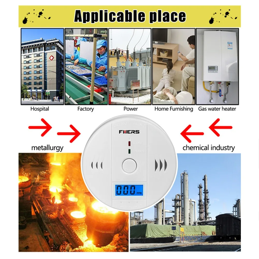 Fuers 3 шт. детектор газа сенсор Угарный газ работать в одиночестве 85 дБ сирена звук независимый детектор угарного газа CO сенсор