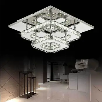 

New double crystal ceiling lamp living room led lamps High-power 36W led Ceiling Lights Stainless steel led lustre Ceiling lamps